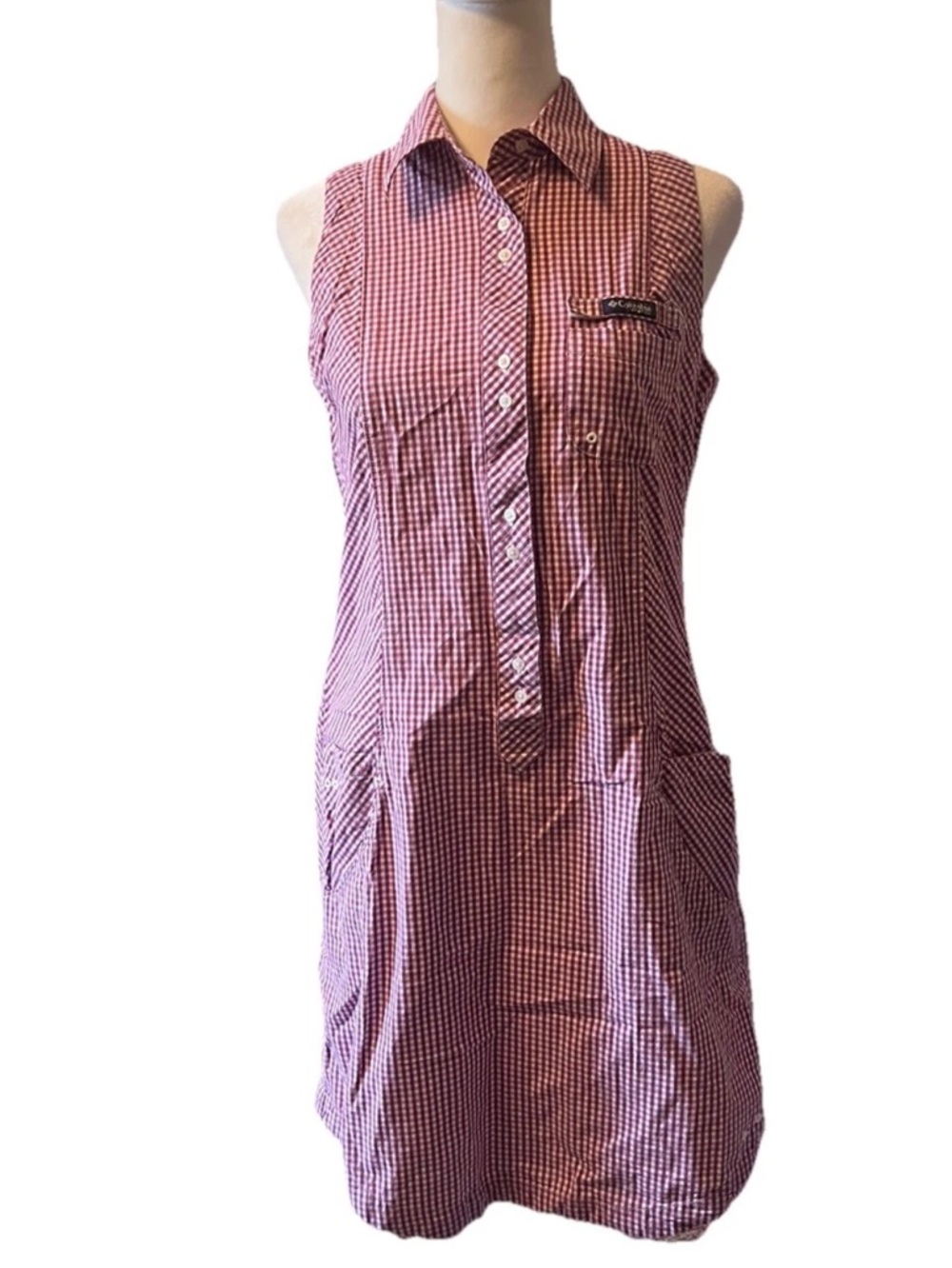 Columbia PFG Super Bonehead Purple Plaid Sleeveless Dress Fishing Women’s Small